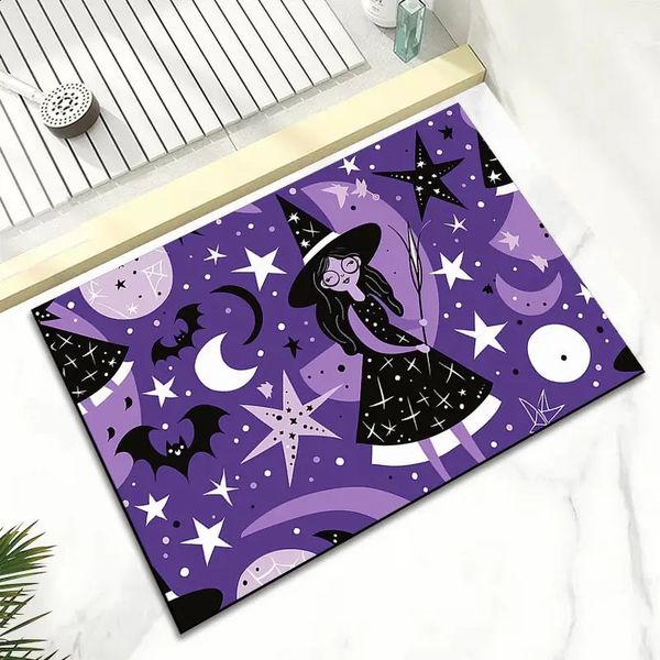 Vikama Halloween Decoration Floor Mat Entrance Door Mat Terror Pumpkin Witch Carpet Entrance Door Mat Anti slip Entrance Door Mat 240902
