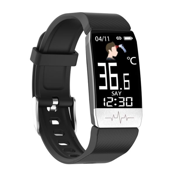 T1S Real-Time Temperature Monitor Smart Band - Fitness Tracker with Heart Rate, Sleep, Calorie & Distance Tracking, IP67, Compatible with iO