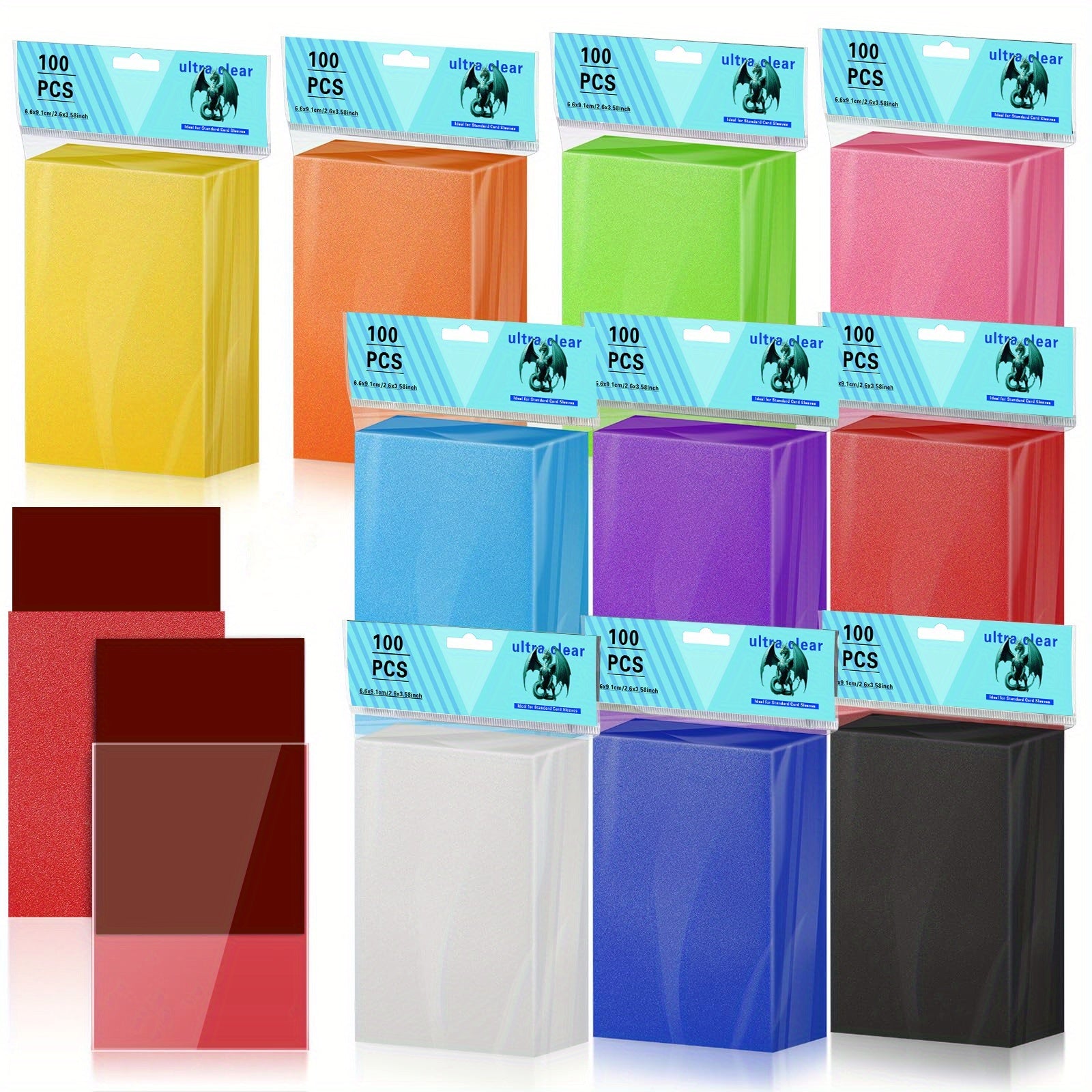 TEMU 1000 Card Holders, Suitable For Trading Cards, Mtg Cards, Baseball-sports Cards, Game Cards, Matte Matte Tile Protection Set (10 Colors)