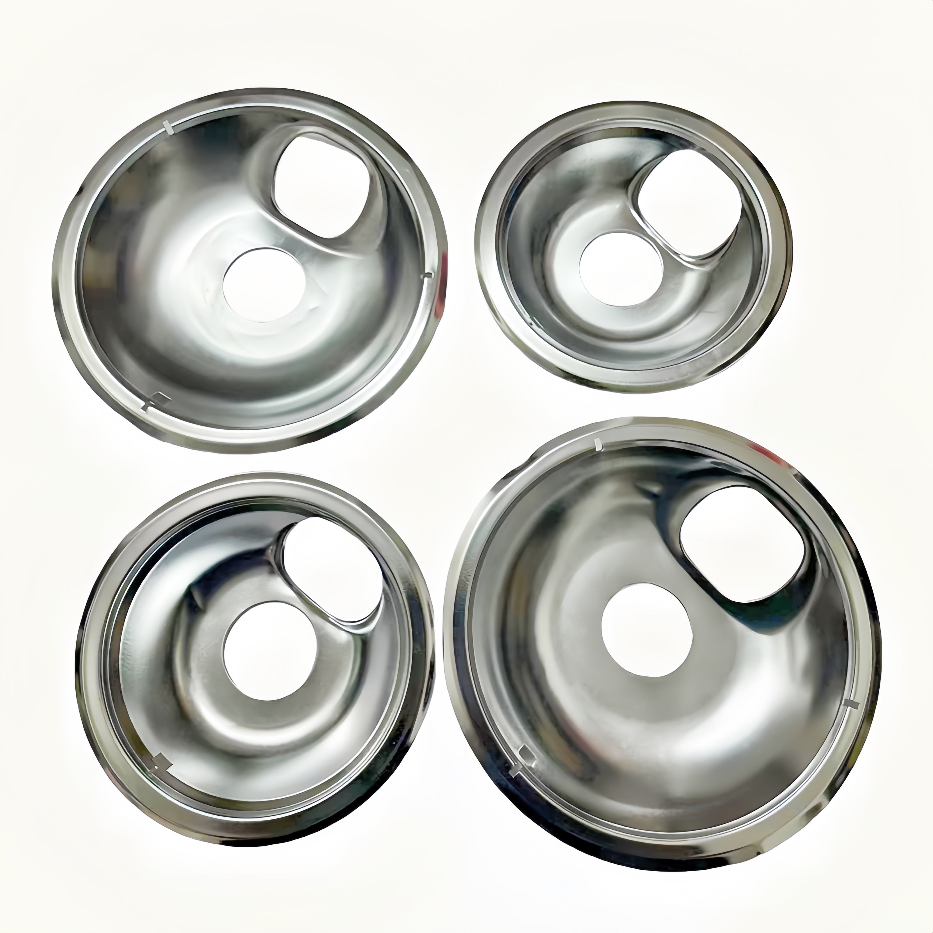 TEMU Stainless Steel Drip Pan Set For , 4-pack - Universal Fit Burner Covers, Includes 2 Large (8 Inch) And 2 Small (6 Inch) Replacement Drip Bowls