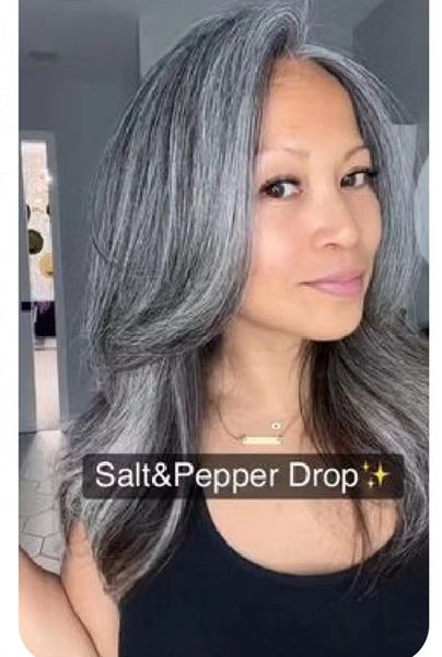 Raw virgin salt&pepper silver gray human hair wigs short ombre lace closure wigs hd lace salt and pepper grey brazilian hair lace front wig