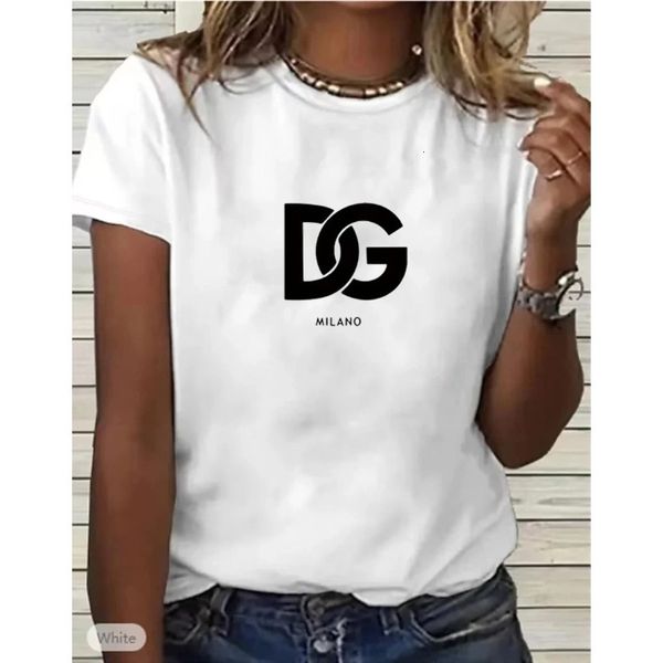 2024 Moda de camiseta de algodão Hot Sale de 2024 Padrão de carta casual Casual Tops Summer Loose Haruku Clothing