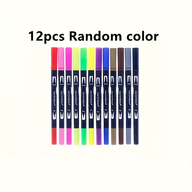 TEMU Marker Pen Dual-tip Watercolor Set, Gift For Artists And Brush Markers, Student & Adult Book Decorative Painting Art Crafts Gift And Gift