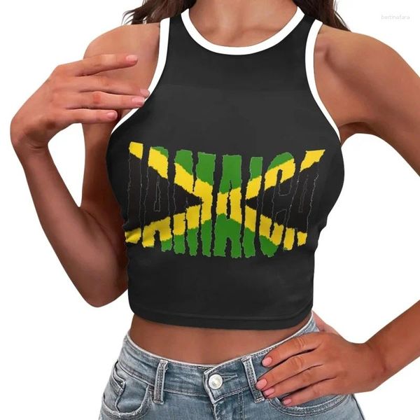 Women&#039;s Tanks Fashion Vest Tube Tops Flag Design Sleeveless Elastic Female Crop Top Casual Lady Sports Tank Streetwear