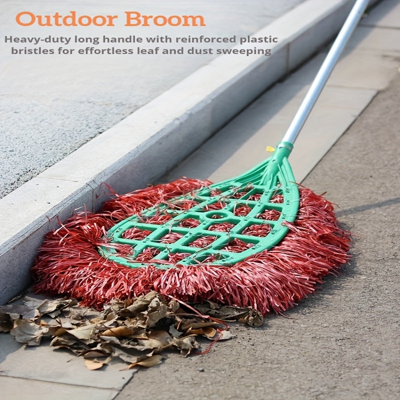 TEMU This Is A Very Large Broom, With A Bent Handle To Save Bending And Cleaning. Suitable For Outdoor And Patio Cleaning. Plastic Broom.