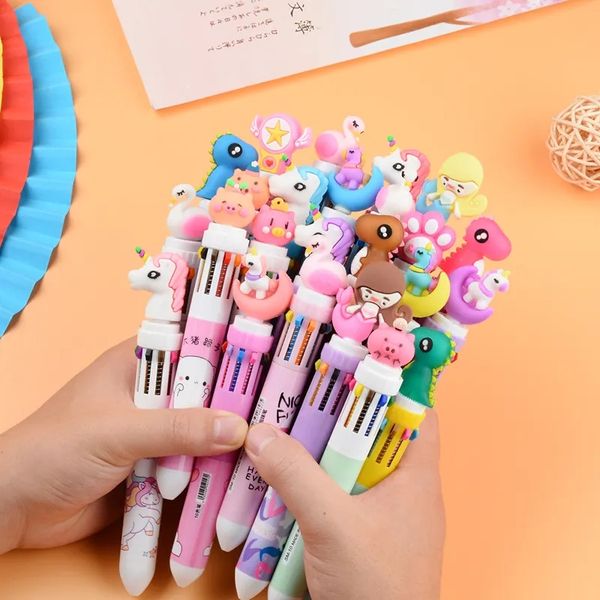 Wholesale Flamingo Unicorn Cartoon Pen Retractable Kawaii Rainbow Gel Shuttle Ballpoint Pens Liquid Ink Pens Supplies Office Gifts Kids Stat
