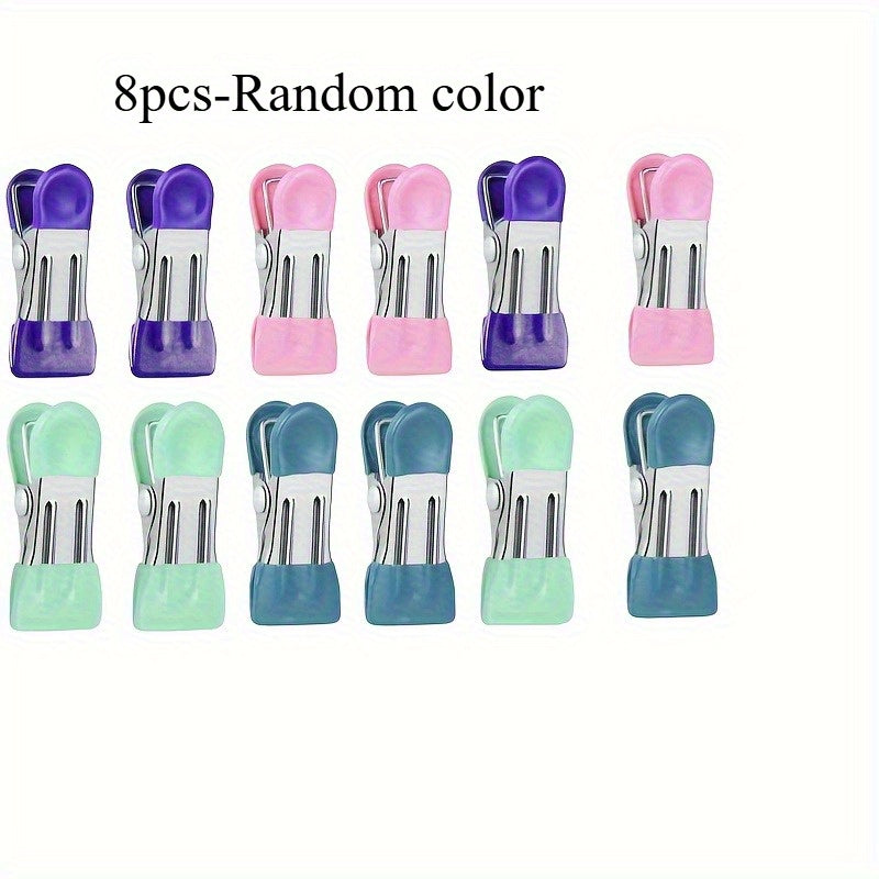 TEMU 8pcsrandom Chip Clips Bag Clips Food Clips, Clips For Food Packages With Anti-scratch Vinyl Coated Ends, Heavy Duty Metal Food Clips For Food,
