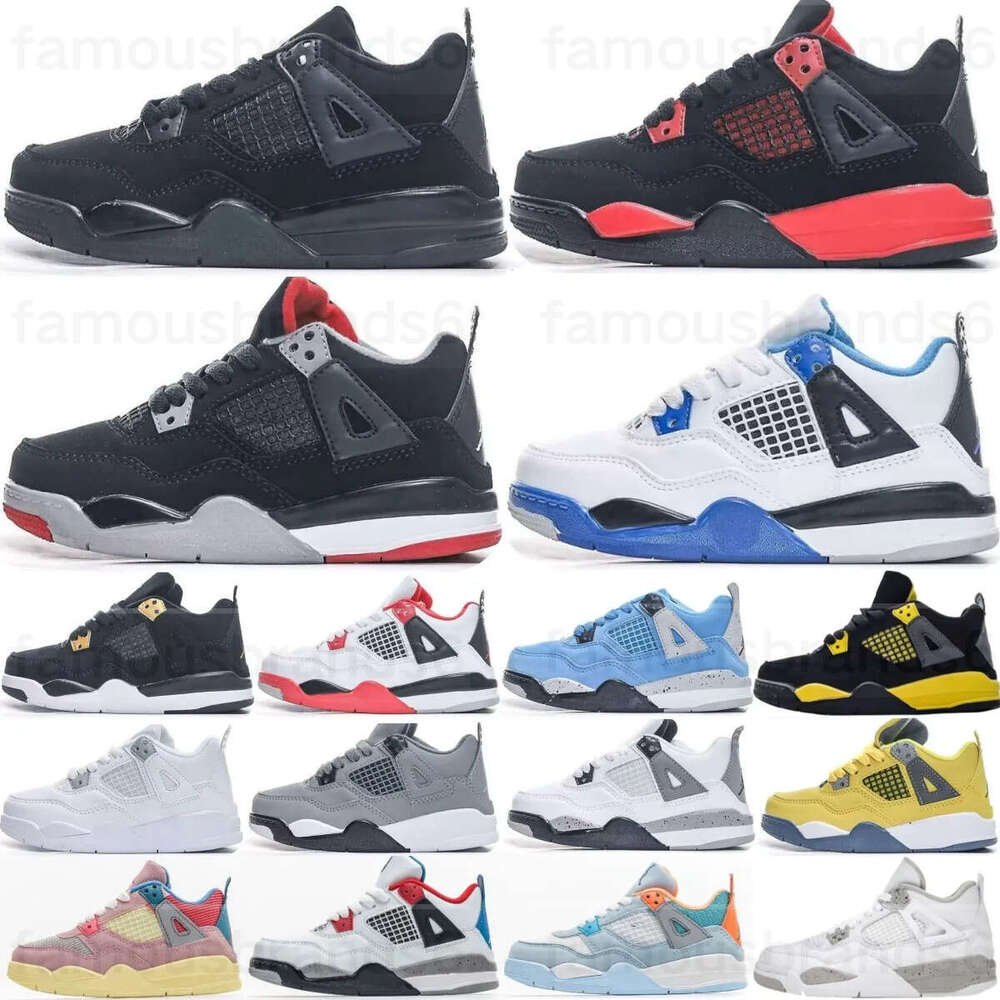 Kids Shoes 4 Basketball 4s Baby Shoe Designer Black Cat Sneakers Toddler Boys Children Red Cement Military Trainers Kid Youth Infants Girls Lighing
