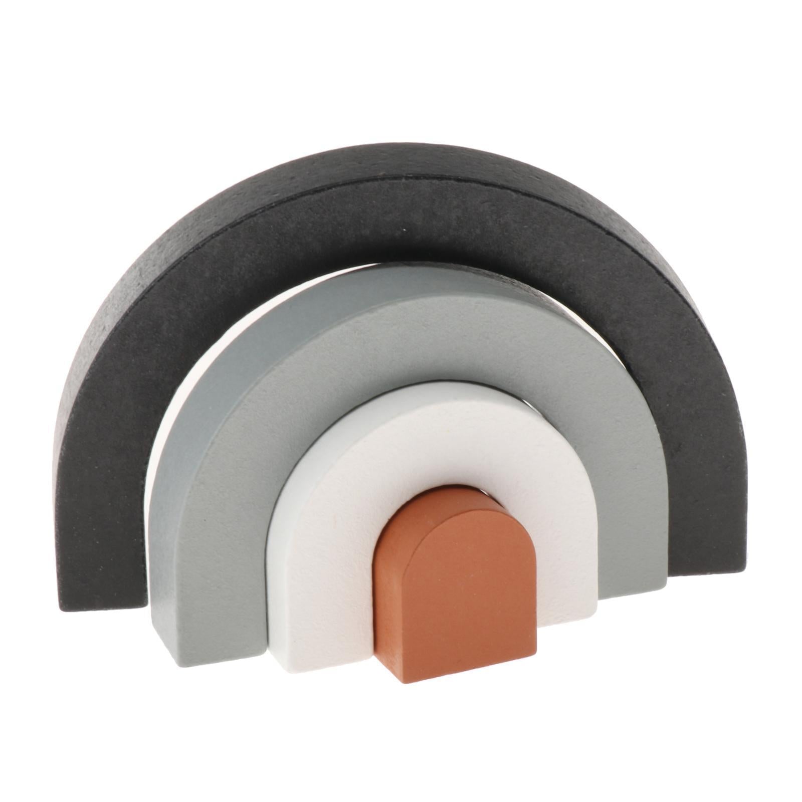 Wooden Rainbow Building Stacking Blocks Nesting Puzzles Educational Toys for