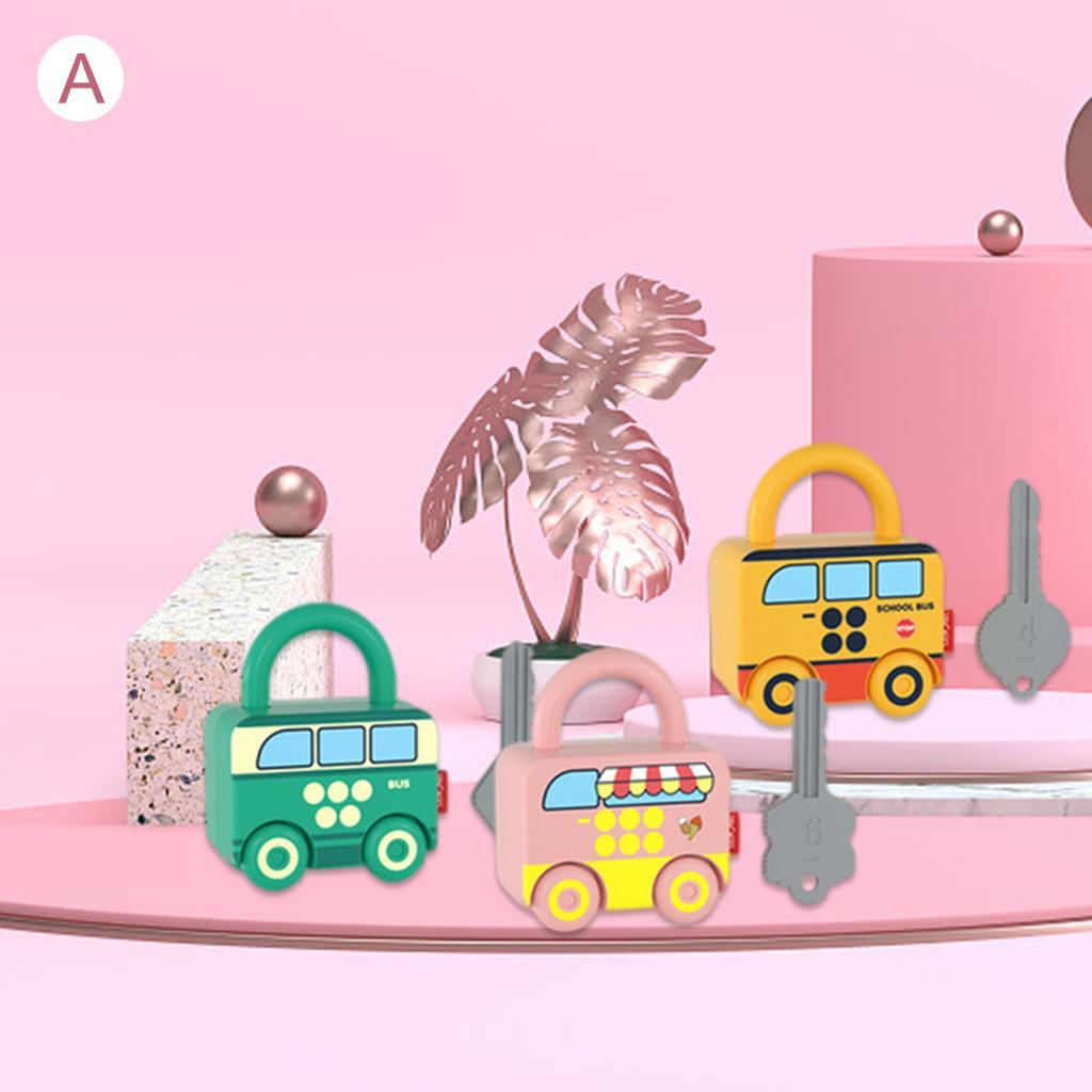 Digital Car Paired Toys, Bus Locks Keys Set Kids Learning