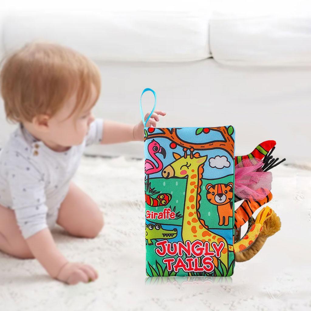 Animal Tail Crinkle Cloth Books Toddlers Early Development Interactive Toys