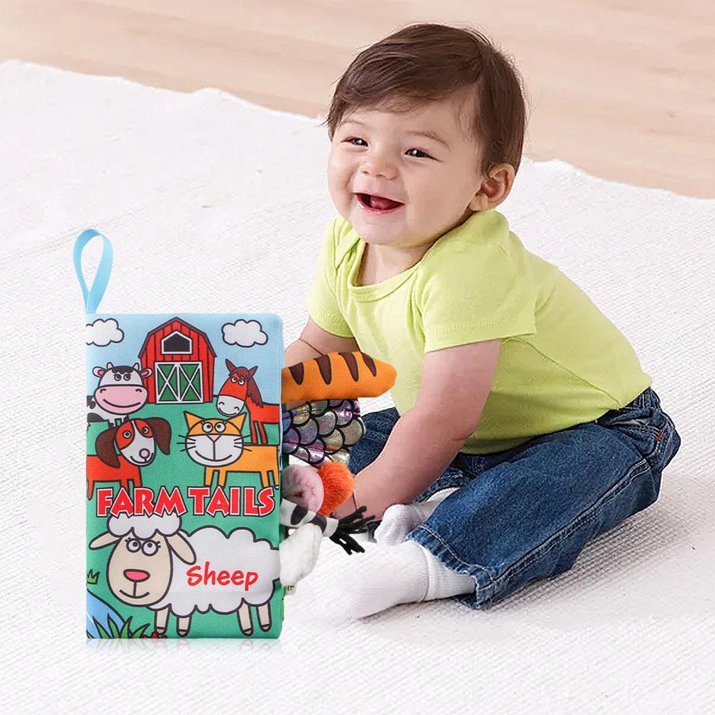 Portable Toddlers Cloth Book, Infant  Tail Plaything, Babies Soft Animal