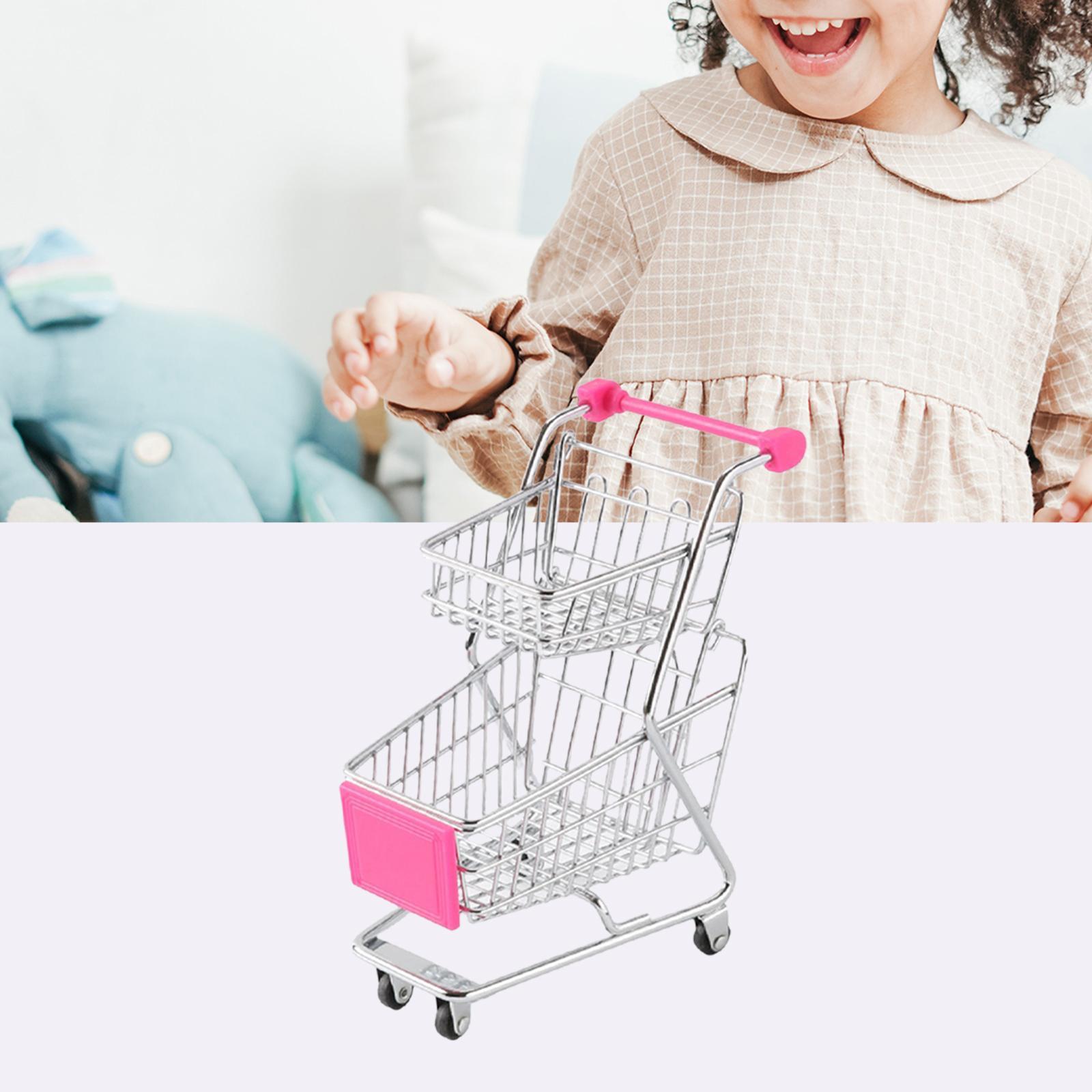 Simulation Mini Shopping Cart Decorative Decoration Desk Organizers Small Basket