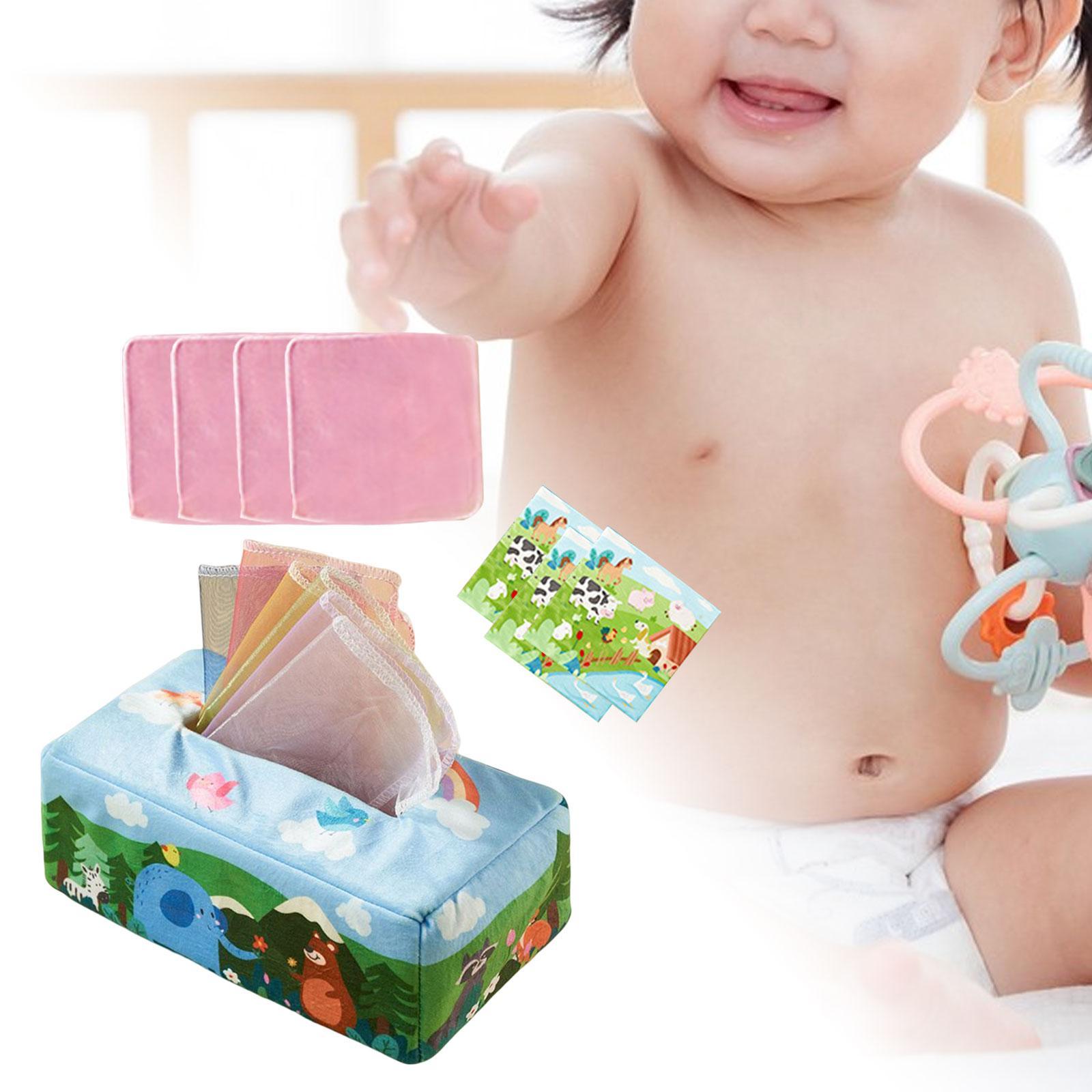 Baby Tissue Box Hand Towels Silky Scarves Toys Busy Pull Tissues Activities for