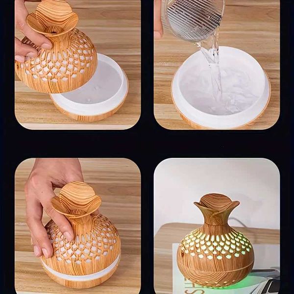 Humidifiers 300ml wooden box color light cold mist air humidifier aromatherapy essential oil diffuser USB mini humidifier M240829 CL250104