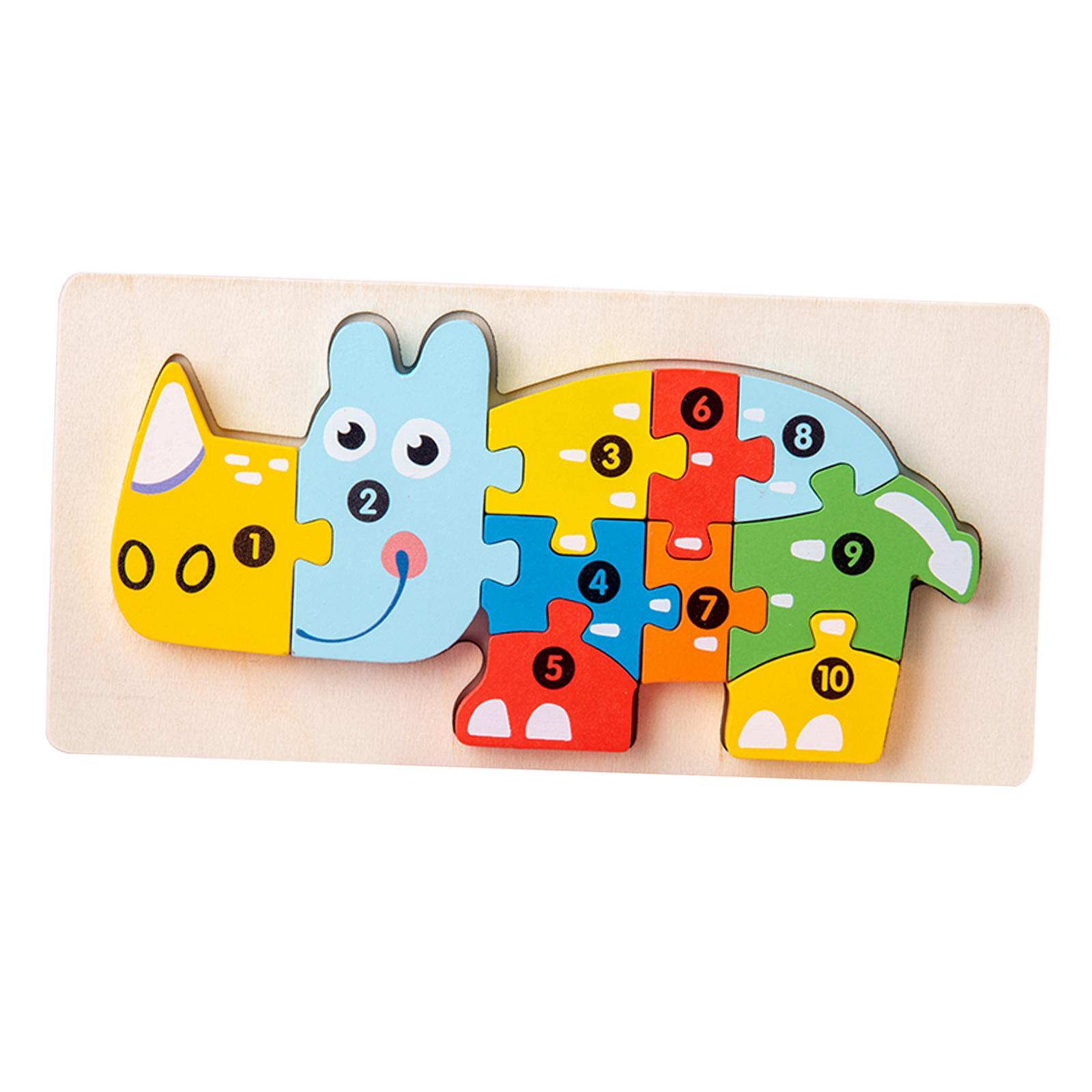 Wooden Puzzle Animal Toy, Wooden Animal Number Puzzle, Puzzles for Toddlers, for