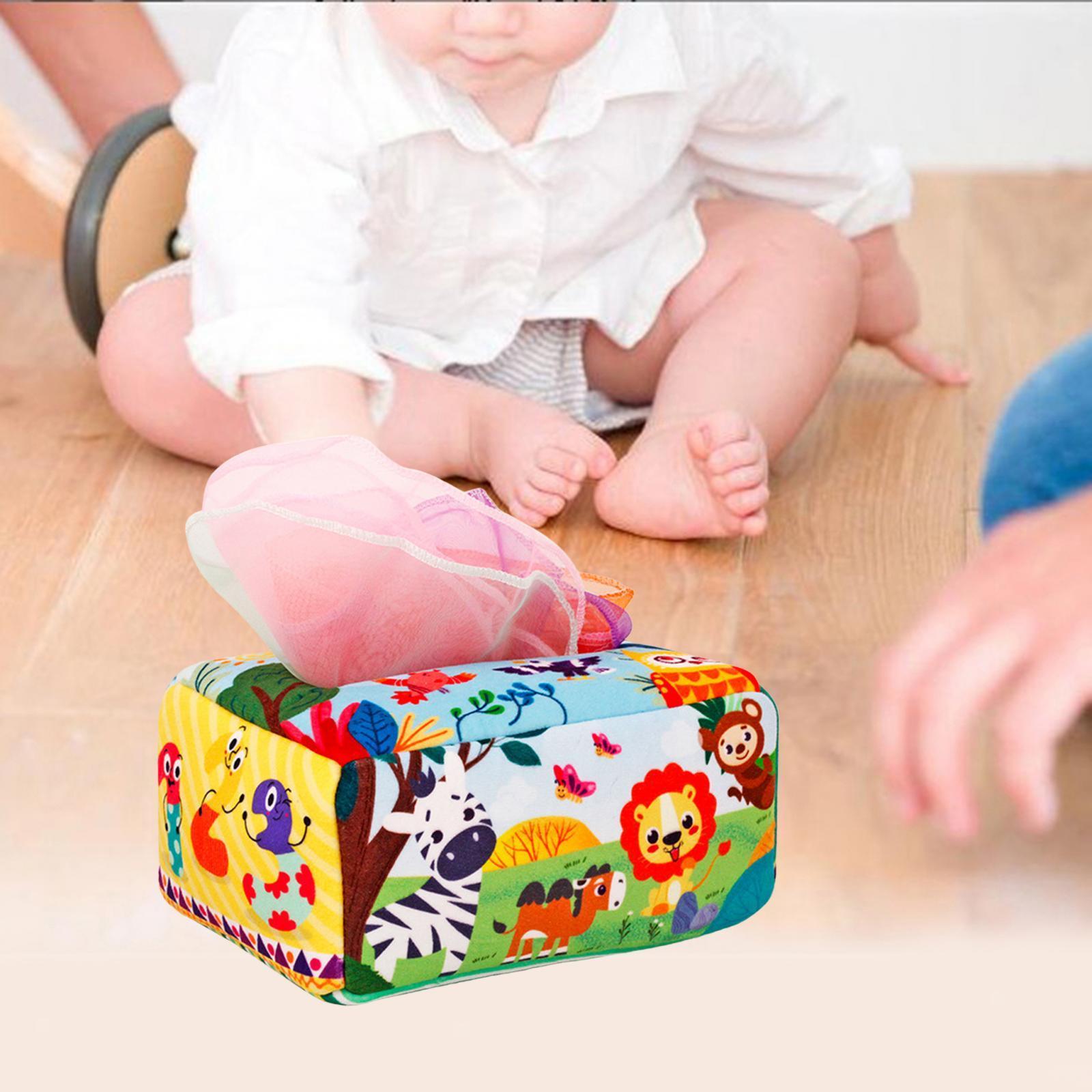 Infant Tissue Box Toy Sensory Toys for Kids 1-2 Year Baby Birthday Gifts
