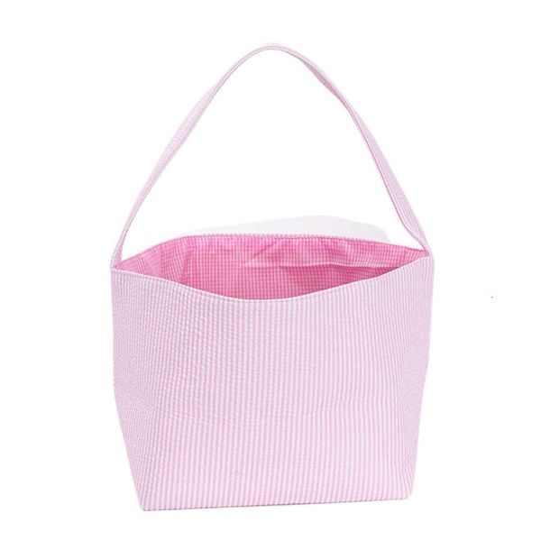 Easter Rabbit Bag Easter Stripe Seersucker Candy Cookie Wrapper Basket Multipurpose Home Storage Bag Festival Party Supplies Bolsa De Conejo