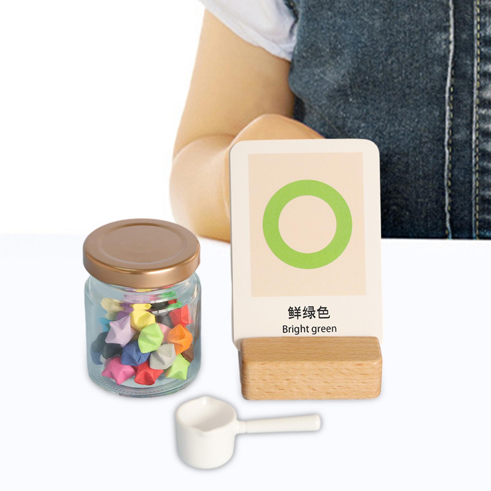 Color Recoginition Toys Jar of Stars Logical Game Spoon Travel Toys for Age 3 4