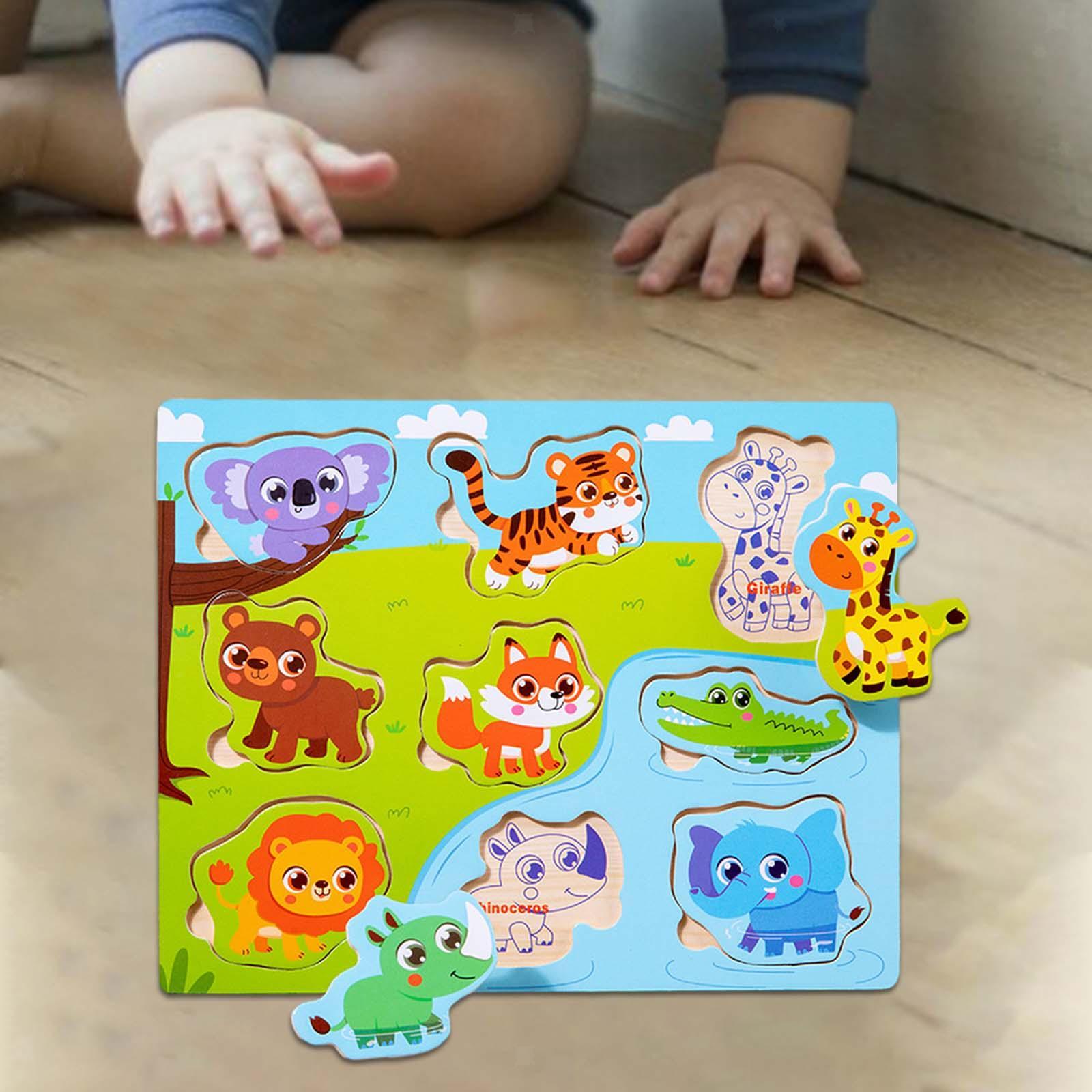 Wooden Puzzle Digital Board Travel Toy Early Learning Animal Puzzles Wooden