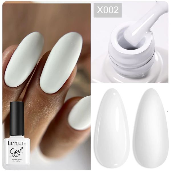 LILYCUTE 7ml White Nude Gel Nail Polish Sparkling Semi Permanent UV Soak off LED Varnish Base Top Coat Art 241230
