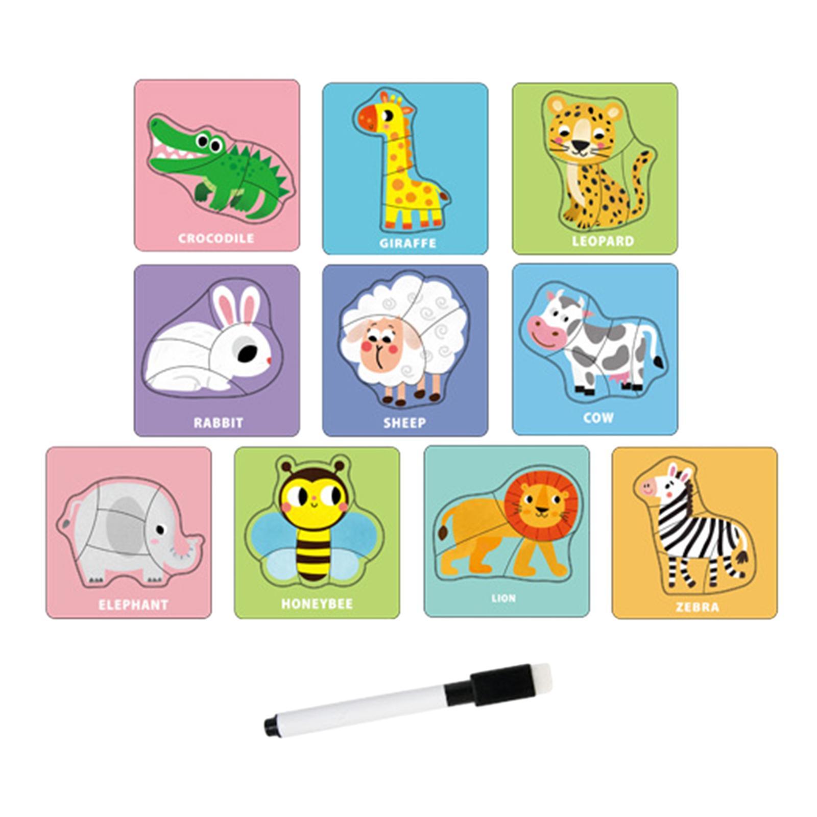Tracing Practice Cards Teaching Material with Pens Animals Matching Puzzles for