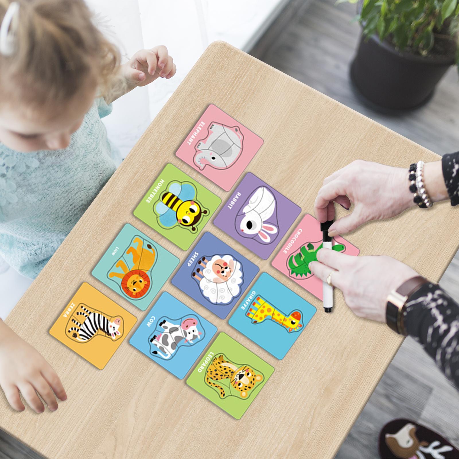 Paper Animals Puzzle Cards Learn How to Draw Animals Tracing Practice Cards for