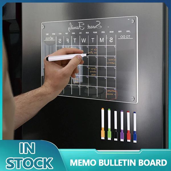 Fridge Magnets Planner Daily Weekly Clear Acrylic Magnetic Calendar Board White Board Planner for Home School Office Message Books Reusable