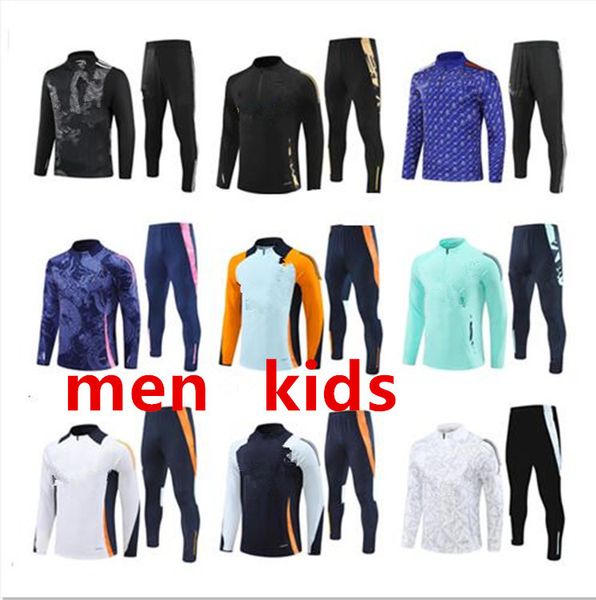 24 25 Real Madrid half zip and short sleeved sportswear and jackets men and kids half zip jacket football sportswear set TRACKSUIT 2024 2025