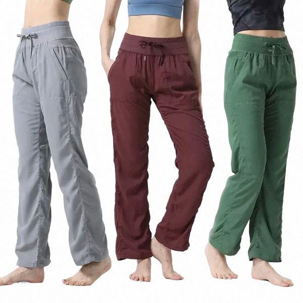 Estúdio de dança feminina Pant Workout Loose Sports Sports de cintura média para mulheres academia casual Yoga Long Wide Pants Troushers H1m