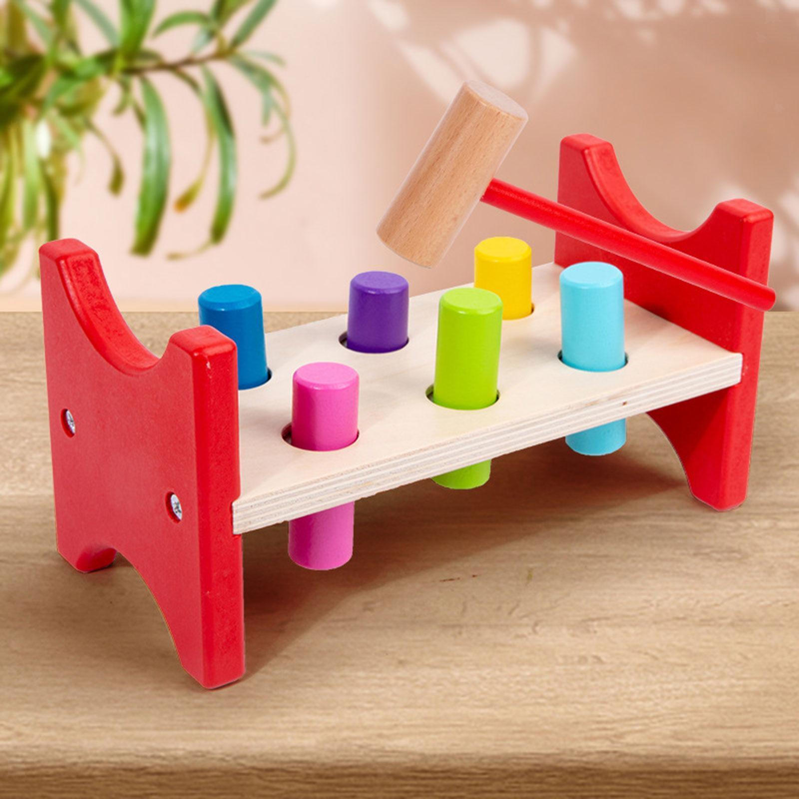 Wooden Pound Toy Wooden Hammer Toy Toddlers Strength Training Toy Wooden Pile