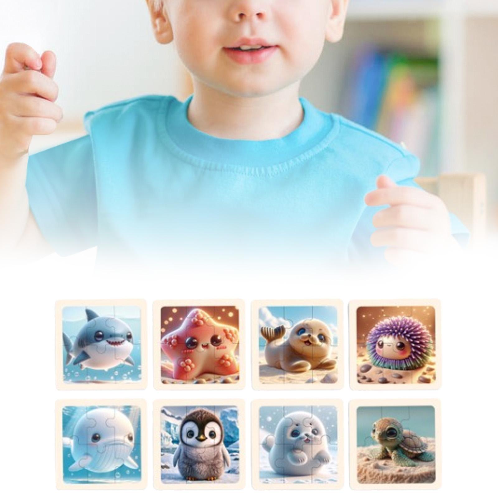 8 Pieces Wooden Jigsaw Puzzle Shape Matching Puzzle Stem Puzzles Shape Matching