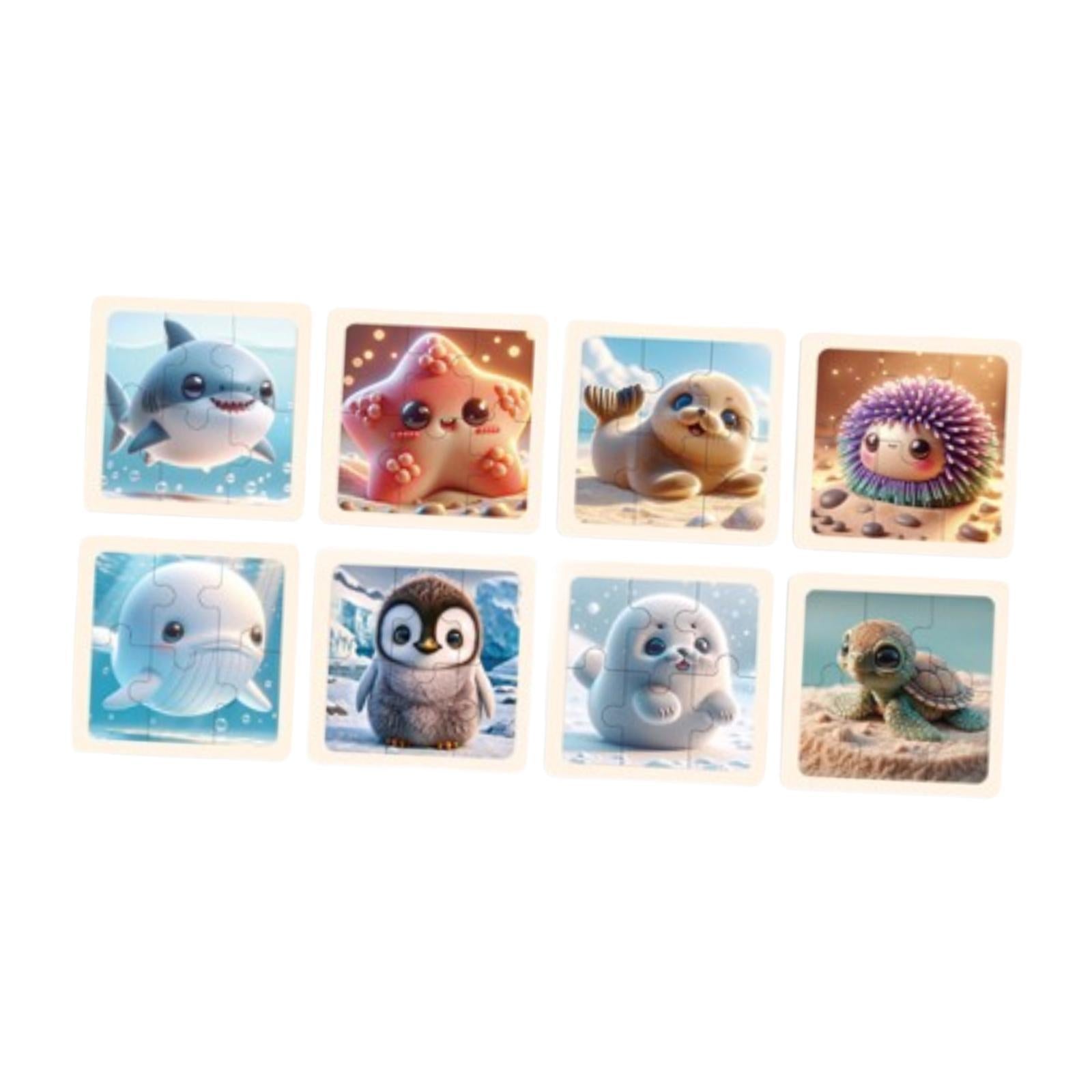 8x Wooden Jigsaw Puzzle Interactive Cartoon Baby Puzzle Boards Kindergarten