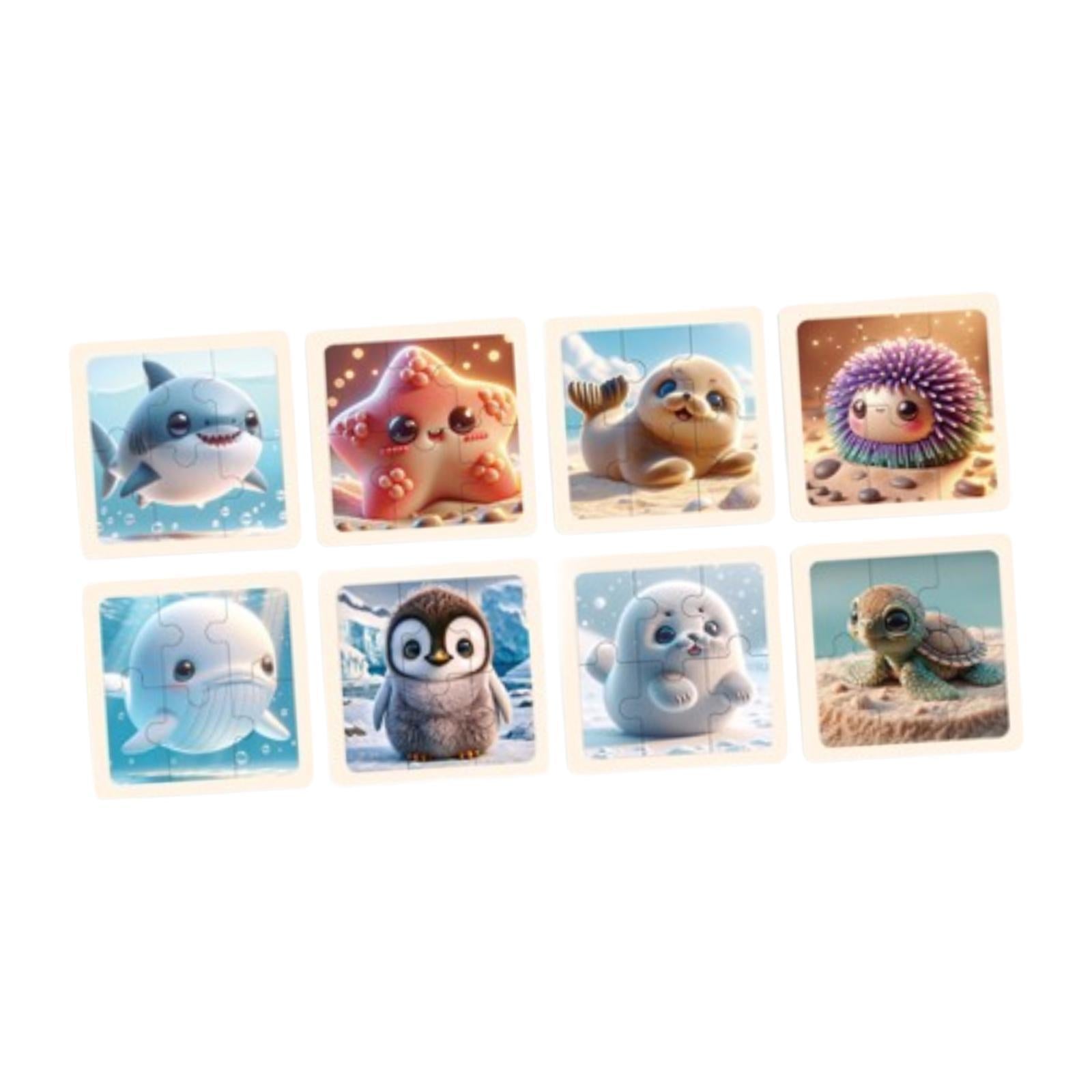 8x Wooden Jigsaw Puzzle Cartoon Educational Children Puzzles Kindergarten