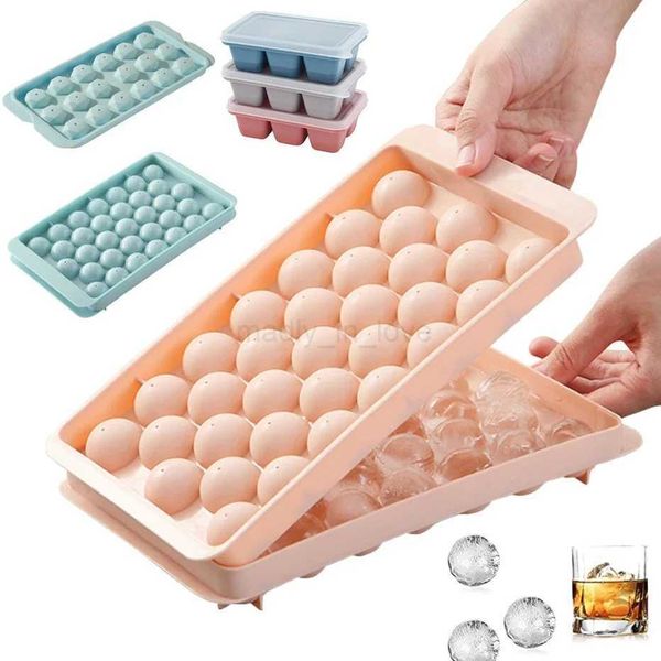 3D Round Ice Cube Tray with Lid Fridge Ball DIY Mould Ice Ball Maker Plastic Kitchen Tools Forma Gelo Silicone Ice Form SiliconM240719