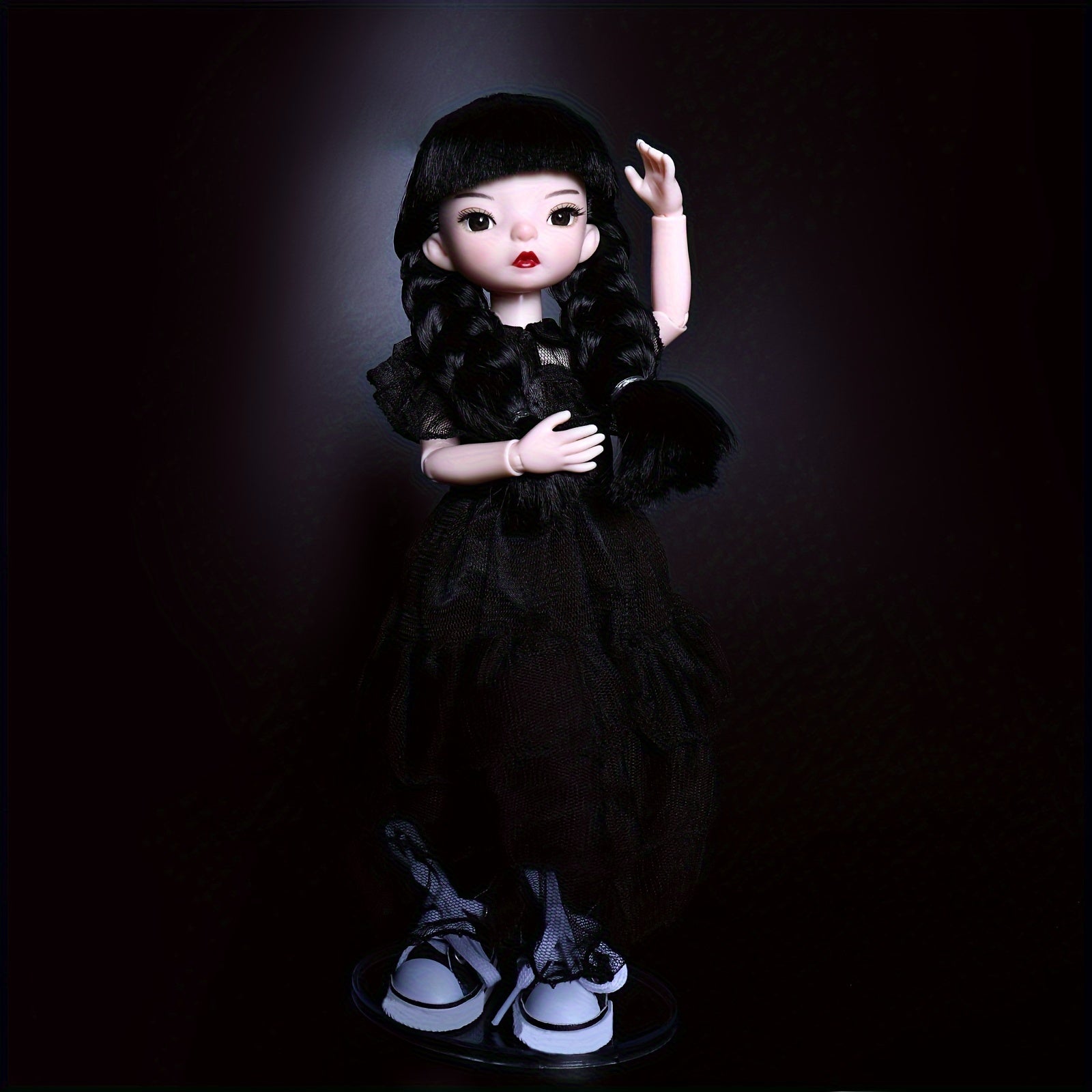 TEMU Ucanaan Wednesday Doll, 11.2 Inches Tall With Braid, Comes With Gift Box, Black-blue Dress, Socks, And Shoes, Perfect Gift For Girls For