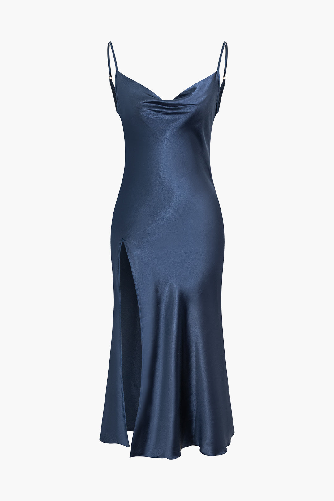 Satin Cowl Neck Slit Slip Sleepwear