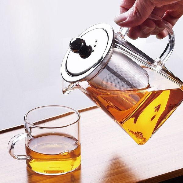 350ML Clear Heat Resistant Glass Teapot Jug Infuser Coffee Tea Leaf Herbal Pot Flower Teapot Milk Juice ContainerXY000