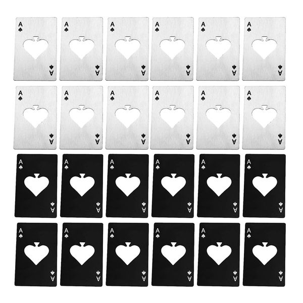 100Pcs-Lot Black-Silver Poker Card Spades Beer Bottle Opener Personalized Stainless Steel Bottle Opener Bar Tool