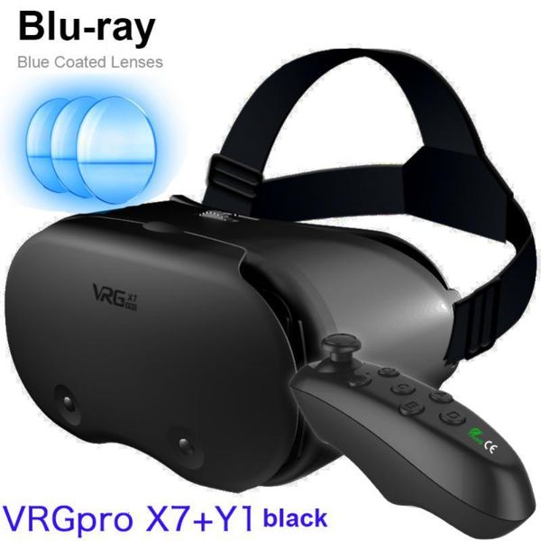 VRGPRO X7 3D VR Headset Virtual Reality Glasses Helmet For Smartphones Phone Lenses With Controllers Headphones 5 To 7 Inches 230518