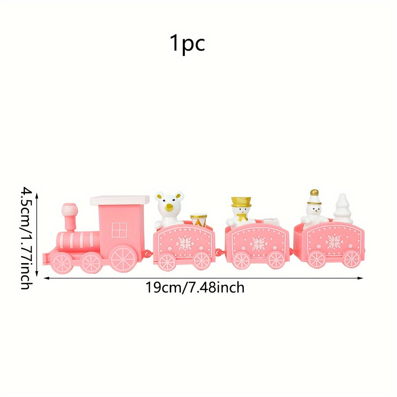 TEMU 1pc Christmas Train Decoration - Plastic Miniature Santa Reindeer Figurine Holiday Display, Non-electric Tabletop Ornament For Seasonal Party