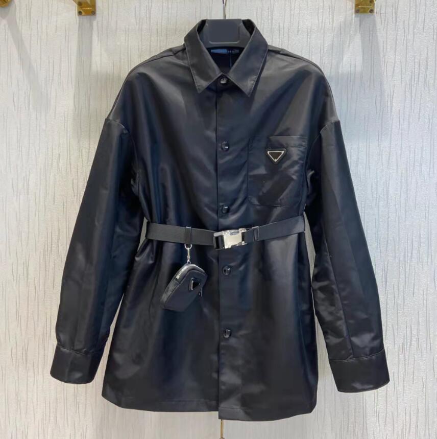 Designer Women Thin Jackets Fashion Letters Badge Embroidery Jacket Coats With Belts Purse Casual Women Windbreaker Coat Hip Hop Streetwear Clothing