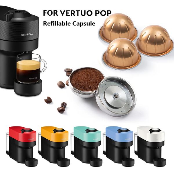 Used for Nespresso Vertuo POP refillable coffee capsules Vertuoline reusable stainless steel capsule filter with original pod 240801
