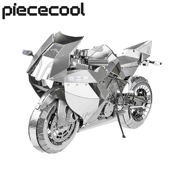 3D Puzzles Piececool 3D Metal Puzzle Silver Motorcycle Assembly Model Toy Puzzle DIY Adult Y25011289K2