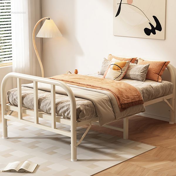Modern Simple Folding Bed for Rental House Hard Board Widened and Spliced Beds Creative Metal Household Folding Beds for Office