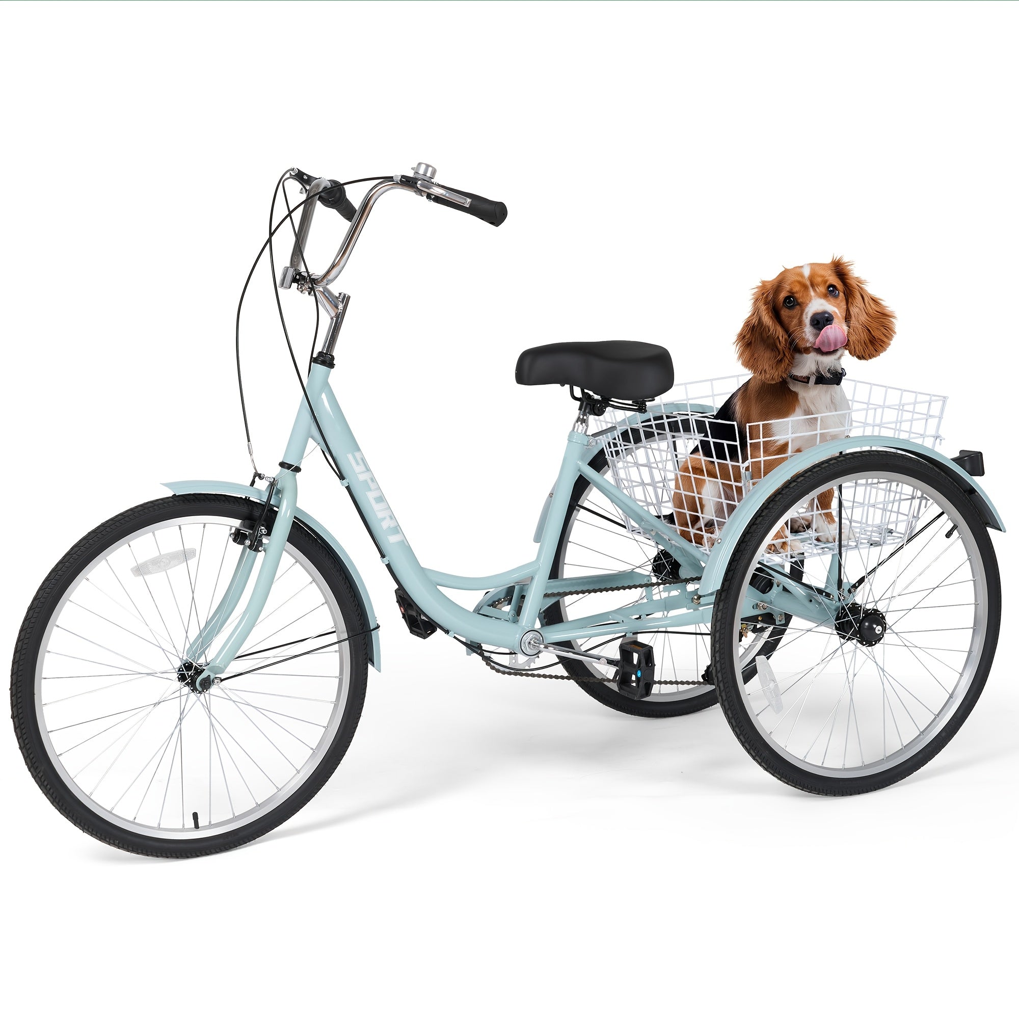 TEMU Adult Tricycle, Adult Tricycle 26 Inch 3 Wheel Bike, 3 Wheel Bicycle Cruiser Trike With Shopping Basket For Seniors, Women And Men, Mint Blue