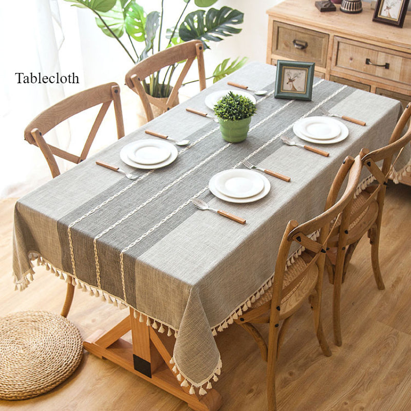 2026 Dinning Table Mat Cotton Bedroom Geometric Rectangular Coffee Tablecloth