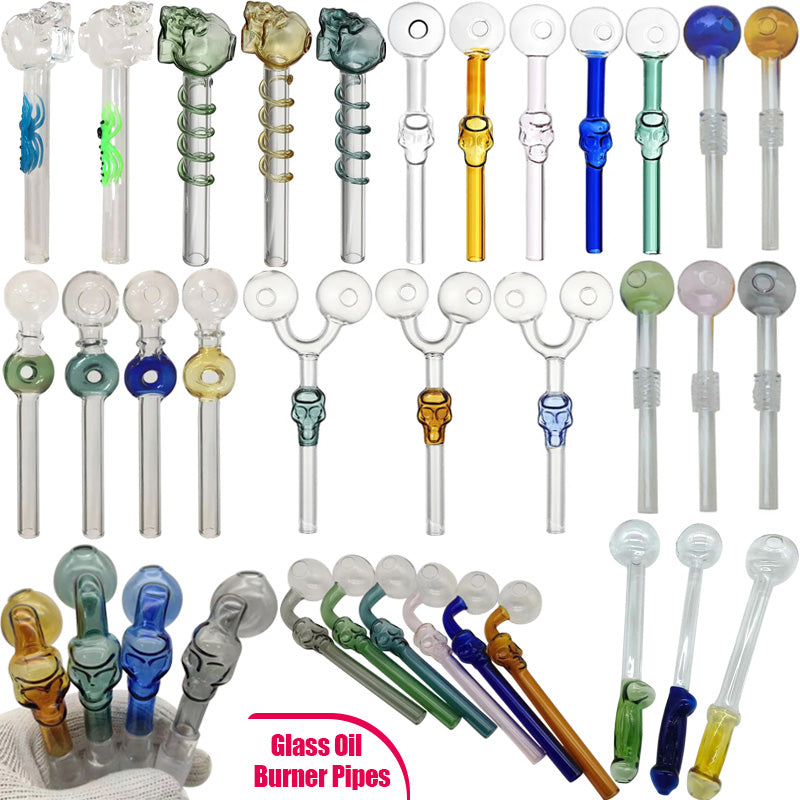 20 Styles Colorful Glass Oil Burner Bubbler Pipes 10cm 12cm 14cm 18cm Smoking Dab Burners Pryex Clear Well Popular Smoke Pipes Accessories