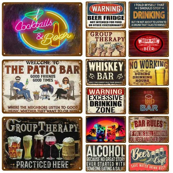 Beverages beer wine metal sign posters whiskey plaques retro tin sign wall decorative art bars mens cave decorative panels murals X241113
