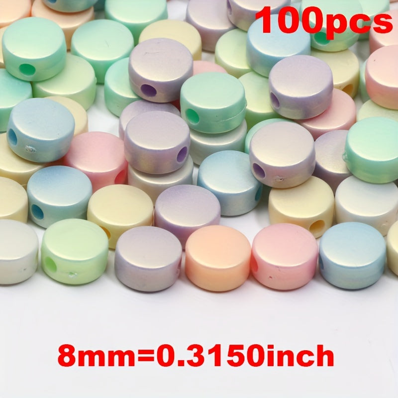 TEMU 100pcs 8mm Pastel Macaron Acrylic Beads - Assorted Colors, Round & Glossy, Ideal For & Crafts, Macrame Beads